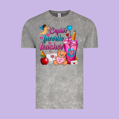 Cupid's Favorite Teacher Valentine's Day Frappe Vintage Tee Designed By Fadigitalartstudio
