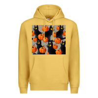 Antique Gold black cat with pumpkins tumbler Premium Hoodie - LillyAllenDesigns