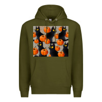 Army Green black cat with pumpkins tumbler Premium Hoodie - LillyAllenDesigns
