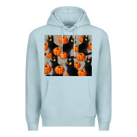 Blue Mist black cat with pumpkins tumbler Premium Hoodie - LillyAllenDesigns