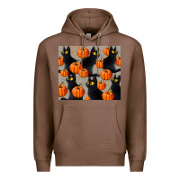 Chestnut black cat with pumpkins tumbler Premium Hoodie - LillyAllenDesigns