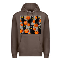 Coffee black cat with pumpkins tumbler Premium Hoodie - LillyAllenDesigns