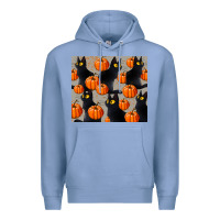 Colony Blue black cat with pumpkins tumbler Premium Hoodie - LillyAllenDesigns