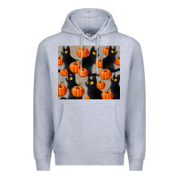 Heather Grey black cat with pumpkins tumbler Premium Hoodie - LillyAllenDesigns