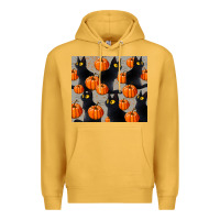 Mustard black cat with pumpkins tumbler Premium Hoodie - LillyAllenDesigns