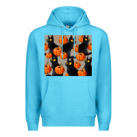 Ocean Blue black cat with pumpkins tumbler Premium Hoodie - LillyAllenDesigns