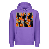 Purple black cat with pumpkins tumbler Premium Hoodie - LillyAllenDesigns