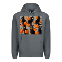 Rock black cat with pumpkins tumbler Premium Hoodie - LillyAllenDesigns