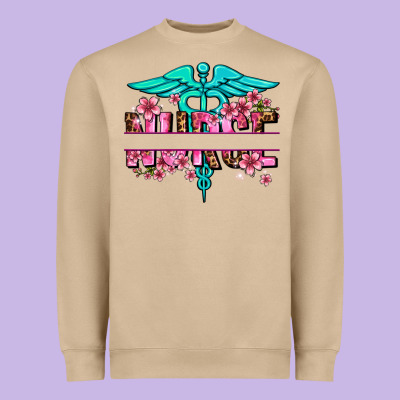Floral Nurse Preview Heavyweight Sweatshirt Designed By Adodesignshop