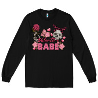 Black Valentine Babe Valentine's Day Skull Long Sleeve Tee - FaDigitalArtStudio
