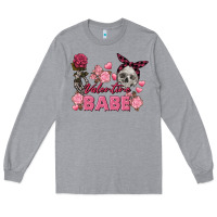 Heather Grey Valentine Babe Valentine's Day Skull Long Sleeve Tee - FaDigitalArtStudio