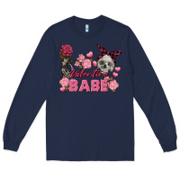 Navy Valentine Babe Valentine's Day Skull Long Sleeve Tee - FaDigitalArtStudio