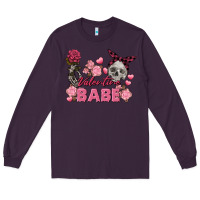 Plum Valentine Babe Valentine's Day Skull Long Sleeve Tee - FaDigitalArtStudio
