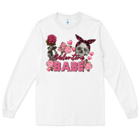 White Valentine Babe Valentine's Day Skull Long Sleeve Tee - FaDigitalArtStudio