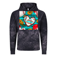 Cloud Black baseball hearts and sunflowers with turquoise gemstone seamless patter Vintage Hoodie - BundleAndBundleShop
