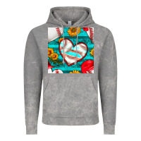 Cloud Rock baseball hearts and sunflowers with turquoise gemstone seamless patter Vintage Hoodie - BundleAndBundleShop