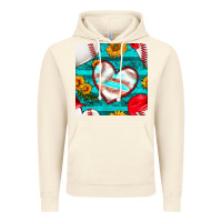 Vintage Artic baseball hearts and sunflowers with turquoise gemstone seamless patter Vintage Hoodie - BundleAndBundleShop