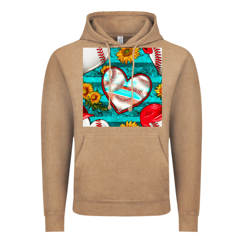 Baseball Hearts And Sunflowers With Turquoise Gemstone Seamless Patter Vintage Hoodie by BundleAndBundleShop | Teevron