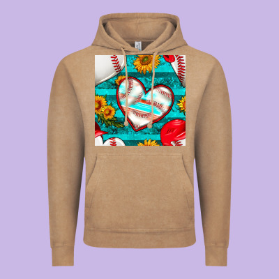 Baseball Hearts And Sunflowers With Turquoise Gemstone Seamless Patter Vintage Hoodie Designed By Bundleandbundleshop