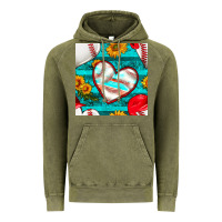 Vintage Olive baseball hearts and sunflowers with turquoise gemstone seamless patter Vintage Hoodie - BundleAndBundleShop