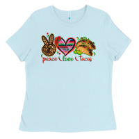 Baby Blue Peace love tacos Mexico Ladies Tee - HowdyJamesFarm