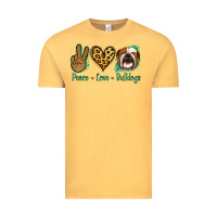Vintage Mustard Peace Love Bulldog Vintage Tee - Jasminsmagicworld
