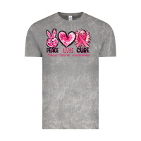 Cloud Rock Peace love cure Breast Cancer Awareness Vintage Tee - FaDigitalArtStudio
