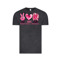 Vintage Black Peace love cure Breast Cancer Awareness Vintage Tee - FaDigitalArtStudio
