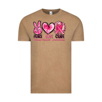 Vintage Coffee Peace love cure Breast Cancer Awareness Vintage Tee - FaDigitalArtStudio