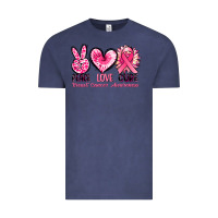 Vintage Denim Peace love cure Breast Cancer Awareness Vintage Tee - FaDigitalArtStudio