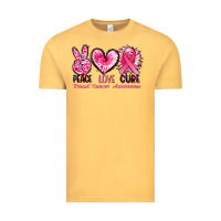 Vintage Mustard Peace love cure Breast Cancer Awareness Vintage Tee - FaDigitalArtStudio