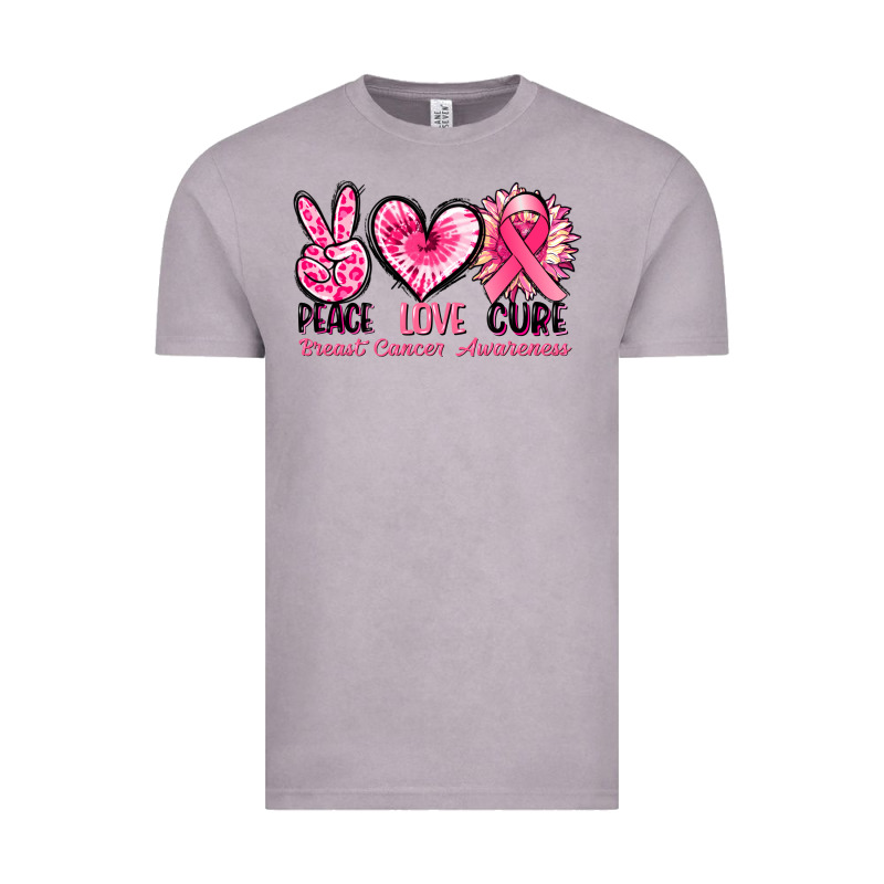 Peace Love Cure Breast Cancer Awareness Vintage Tee by FaDigitalArtStudio | Teevron