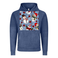 Vintage Denim christmas snowman seamless pattern Vintage Hoodie - BundleAndBundleShop