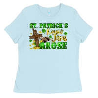 Baby Blue St. Patrick's know Jesus arose Ladies Tee - CowGirlArtShop
