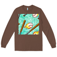 Chestnut baseball bat with thunders seamless pattern Long Sleeve Tee - BundleAndBundleShop