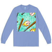 Colony Blue baseball bat with thunders seamless pattern Long Sleeve Tee - BundleAndBundleShop