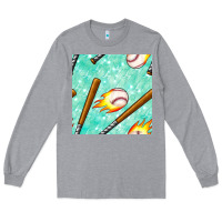 Heather Grey baseball bat with thunders seamless pattern Long Sleeve Tee - BundleAndBundleShop