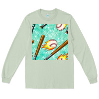 Matcha baseball bat with thunders seamless pattern Long Sleeve Tee - BundleAndBundleShop