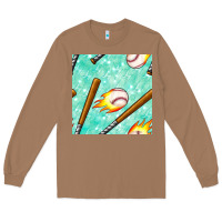 Toasted Coconut baseball bat with thunders seamless pattern Long Sleeve Tee - BundleAndBundleShop