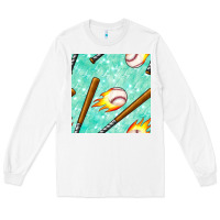 White baseball bat with thunders seamless pattern Long Sleeve Tee - BundleAndBundleShop