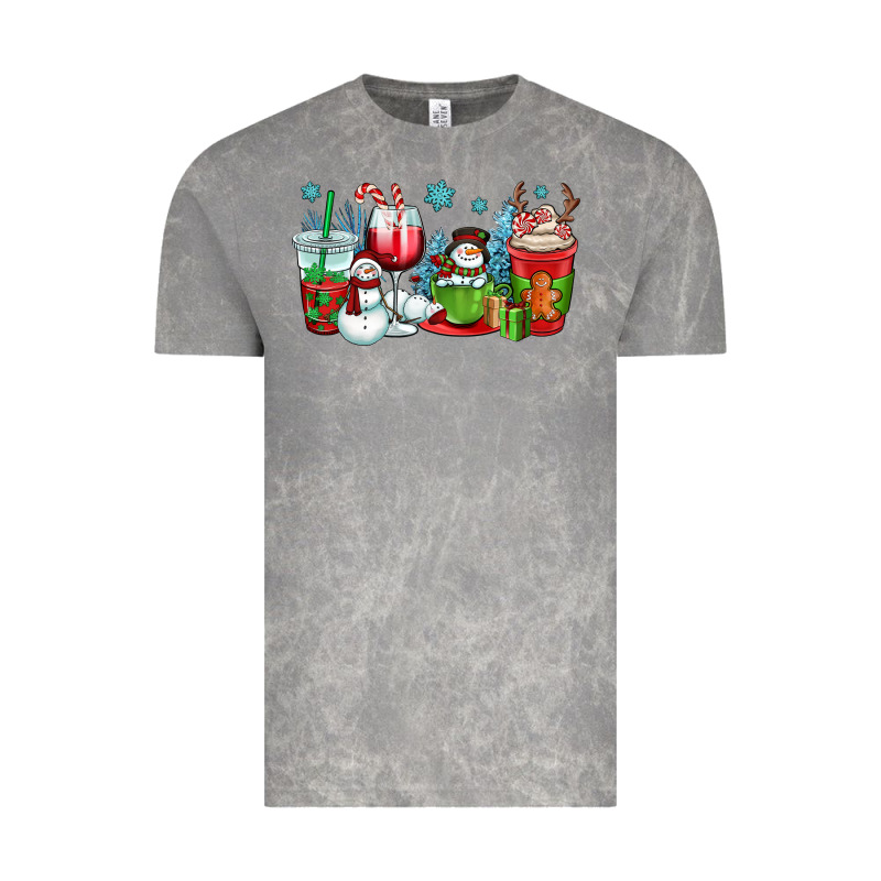 Christmas Snowman Coffee Cups Vintage Tee by OliviaCreatesArt | Teevron