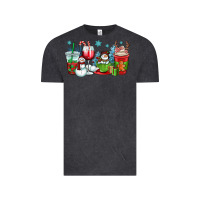 Vintage Black christmas snowman coffee cups Vintage Tee - OliviaCreatesArt