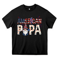 Black American papa with gnome 4th of july Heavy Core Tee - HowdyJamesFarm