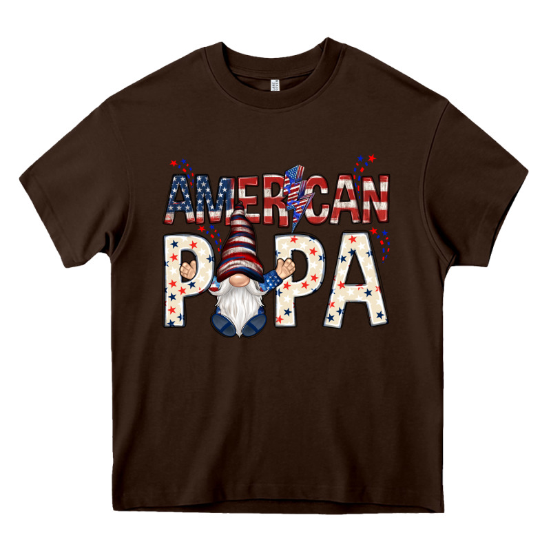American Papa With Gnome 4th Of July Heavy Core Tee by HowdyJamesFarm | Teevron