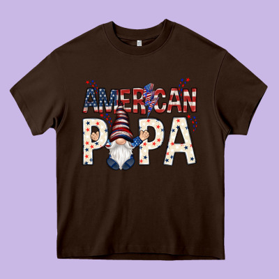 American Papa With Gnome 4th Of July Heavy Core Tee Designed By Howdyjamesfarm