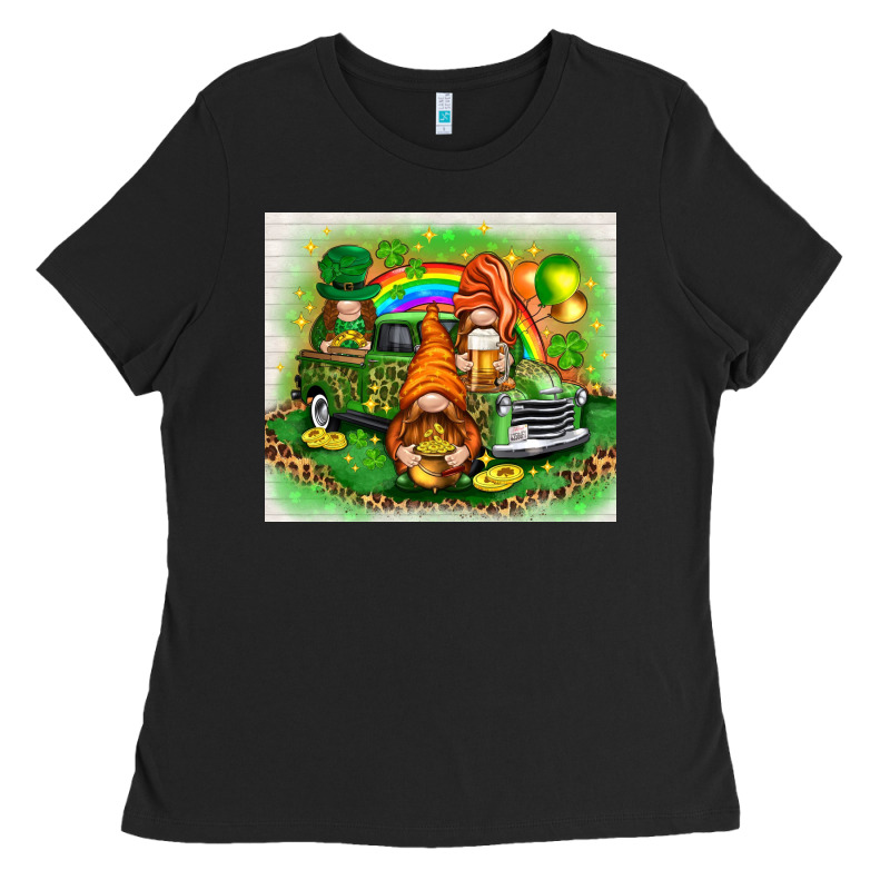 St. Patrick's Day Gnomies With Truck Tumbler Ladies Tee by HowdyJamesFarm | Teevron