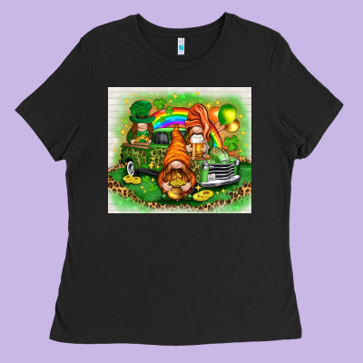 St. Patrick's Day Gnomies With Truck Tumbler Ladies Tee Designed By Howdyjamesfarm
