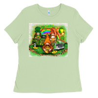 Matcha St. Patrick's Day gnomies with truck tumbler Ladies Tee - HowdyJamesFarm