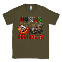 Army Green howdy christmas with santa riding his sleighs Classic Tee - CowGirlArtShop