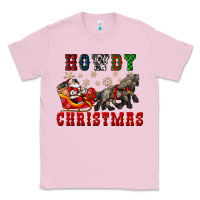 Bubblegum Pink howdy christmas with santa riding his sleighs Classic Tee - CowGirlArtShop